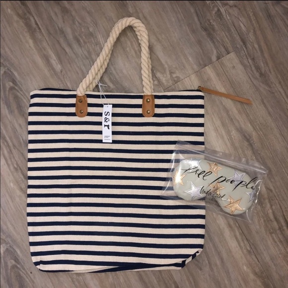 Free People Handbags - Summer & Rose Brittany Canvas Tote + Eye Mask